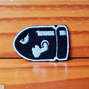 Bullet Bill Iron-on Patch  (Inspired by Mario Bros. Series)