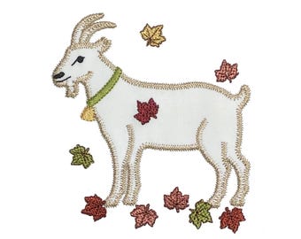 Fall Goat applique design. Instant download available. Hoop size is 5” X 5”.