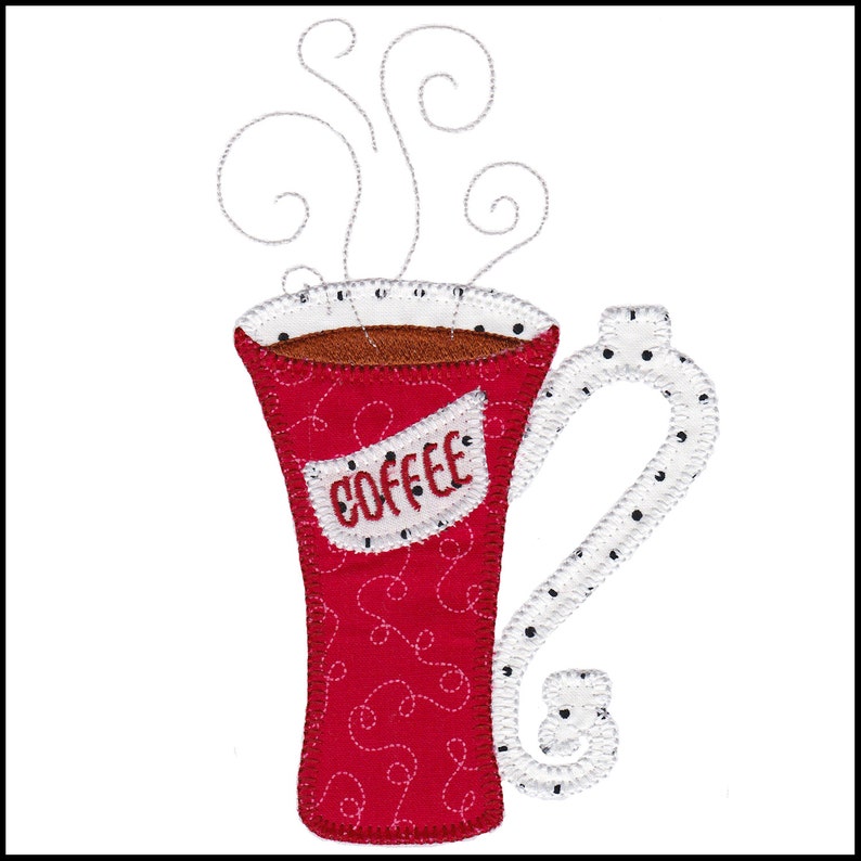 Coffee Mug 1 Applique Machine Embroidery Design Set. Instant Etsy