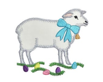 Easter Sheep applique design. Instant download available. Hoop size is 5” X 5”.