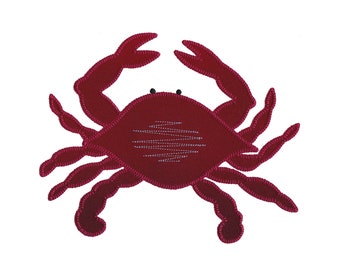 XL Crab 1 appliqué embroidery design. Instant download available. Hoop size is 8.75” X 6.95”.