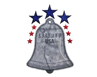 Liberty Bell applique design. Instant download available. Hoop size is 5” X 7”.