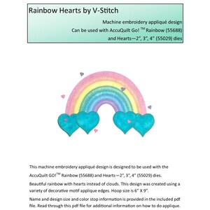Rainbow Hearts Applique Design. Instant Download Available. Hoop Size ...