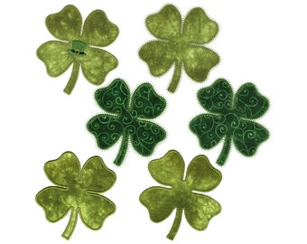 Studio 4 leaf clover appliqué embroidery design set. Instant download available. Hoop size is 4.35” X 4.70”.