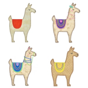 Llamas applique machine embroidery set. Instant download available. Hoop size is 5” X 6”.