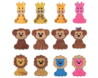 Baby Zoo Animals applique design set 1. Instant download available. Hoop size is 5” X 7”.