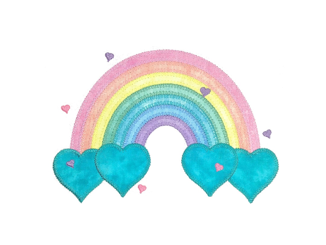 Rainbow Hearts Applique Design. Instant Download Available. Hoop Size ...