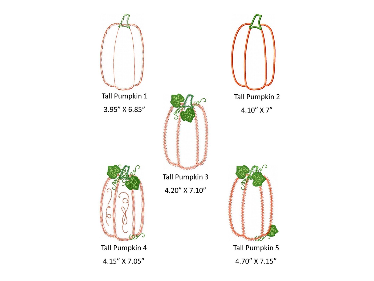 Sizzix Tall Pumpkins Applique Designs. Instant Download - Etsy