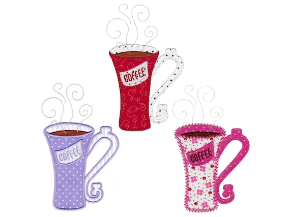 Download Coffee Mug 1 Applique Machine Embroidery Design Set Instant Etsy PSD Mockup Templates