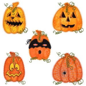 AccuQuilt Jack O Lantern set 1 applique embroidery design set. Instant download now available. Hoops size is 4" X 5".