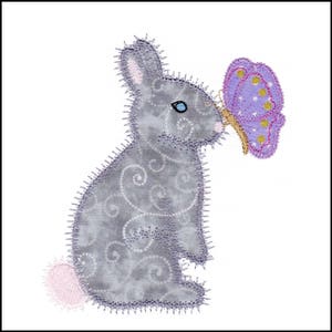 Emmy Bunny Applique Machine Embroidery Design Set. Instant Download