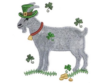 Irish Goat applique design. Instant download available. Hoop size is 5” X 5”.
