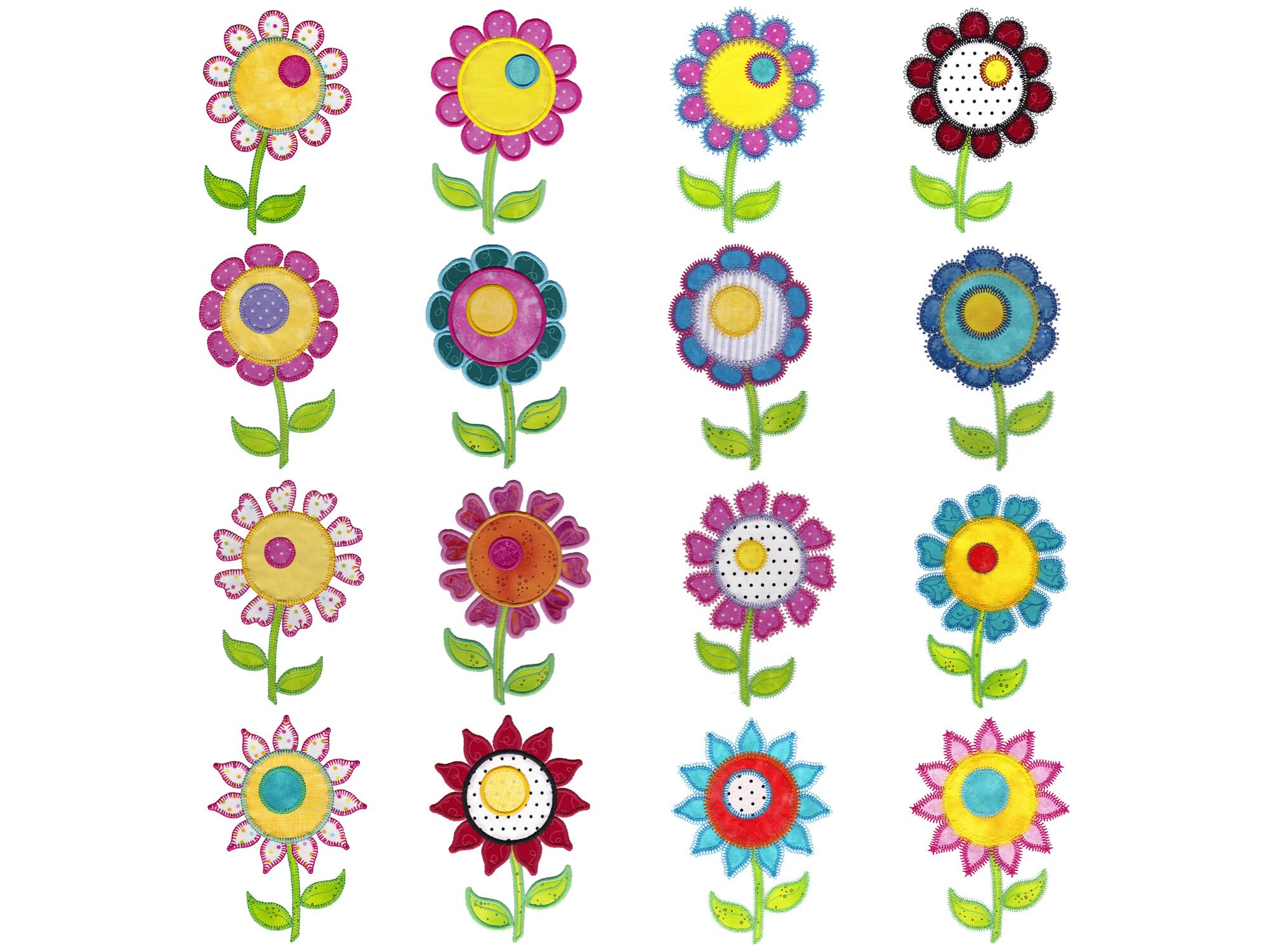 Download Happy Flowers Applique Machine Embroidery Design Set Instant Etsy