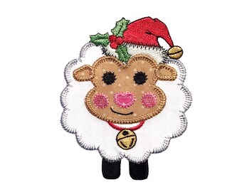 Baby Zoo Christmas Sheep applique design. Instant download available. Hoop size is 4” X 5”.