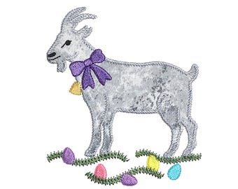 Easter Goat applique design. Instant download available. Hoop size is 5” X 5”.