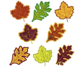 AccuQuilt Rustling Leaves set 4 applique embroidery design set. Instant download now available. Hoop size is 4" X 5" or larger.