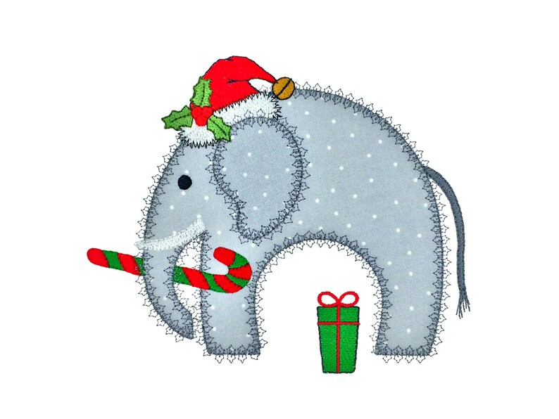 Christmas Elephant. Instant download available. Hoop size is 6 X 5. image 1