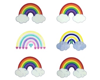 Rainbow applique design set. Instant download available. Hoop size is 6” X 9”.