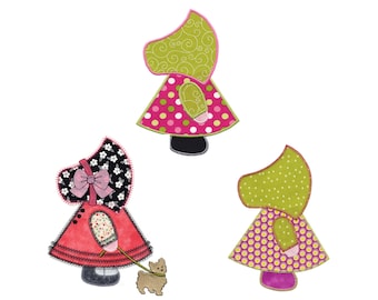 AccuQuilt Sunbonnet Sue applique embroidery design set. Instant download now available. Hoop size is 6.25" X 8.5" or larger.
