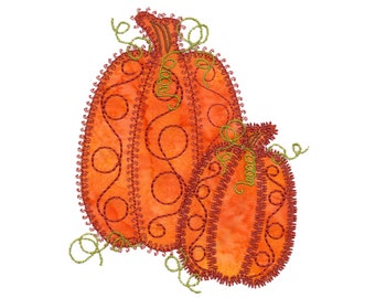 Peut inclure: Deux citrouilles orange avec des coutures brunes complexes et des détails de vignes vertes. Les citrouilles sont stylisées et ont un effet aquarelle.
