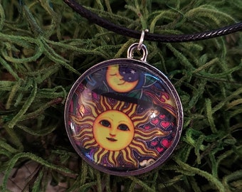 Sun & Moon Print Pendant Necklace