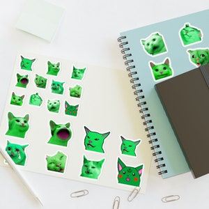 Green Meme Cats Sticker Sheet
