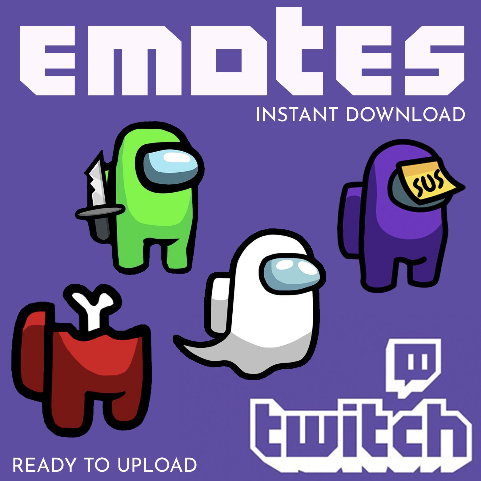 Among Us Twitch Emotes Bundle Instant Download Knife Ghost 