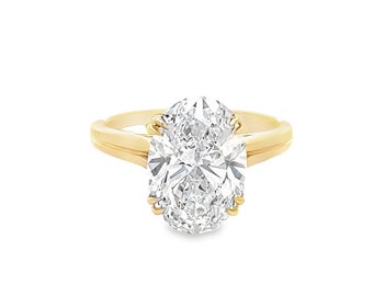 3.04CT LAB Oval Engagement Ring, set in 18K Yellow Gold