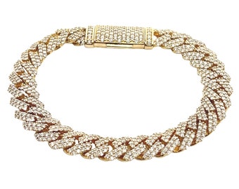 4.25CT Cuban Link Bracelet Size 6 1/2 US, set in 14K Yellow Gold