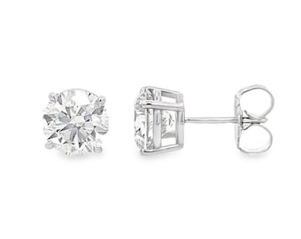 3.01CT Round Brilliant Stud Earrings, set in 14K White Gold