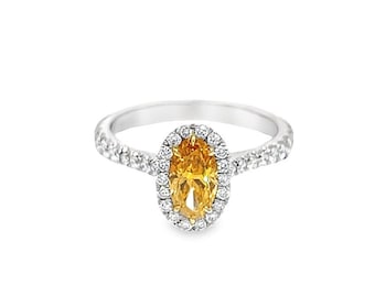 1.27 Total Weight Natural, Fancy Vivid Yellow-Orange, Even, Diamond Ring GIA