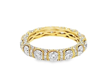 2.79CT Round-Cut Diamond Art Deco Eternity Band, set in 18K Yellow Gold