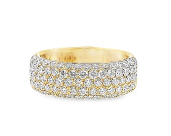 1.50CT Diamond Five Rows Wedding Band in 18K Gold