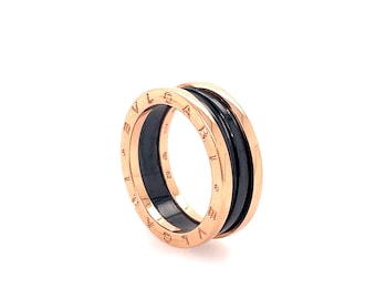 Bulgari B.Zero1 Ring two-band ring in 18 kt rose gold with black ceramic