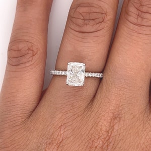 2.13 Total Carat Radiant Diamond Pave-Set Engagement Ring G SI1, GAI image 3