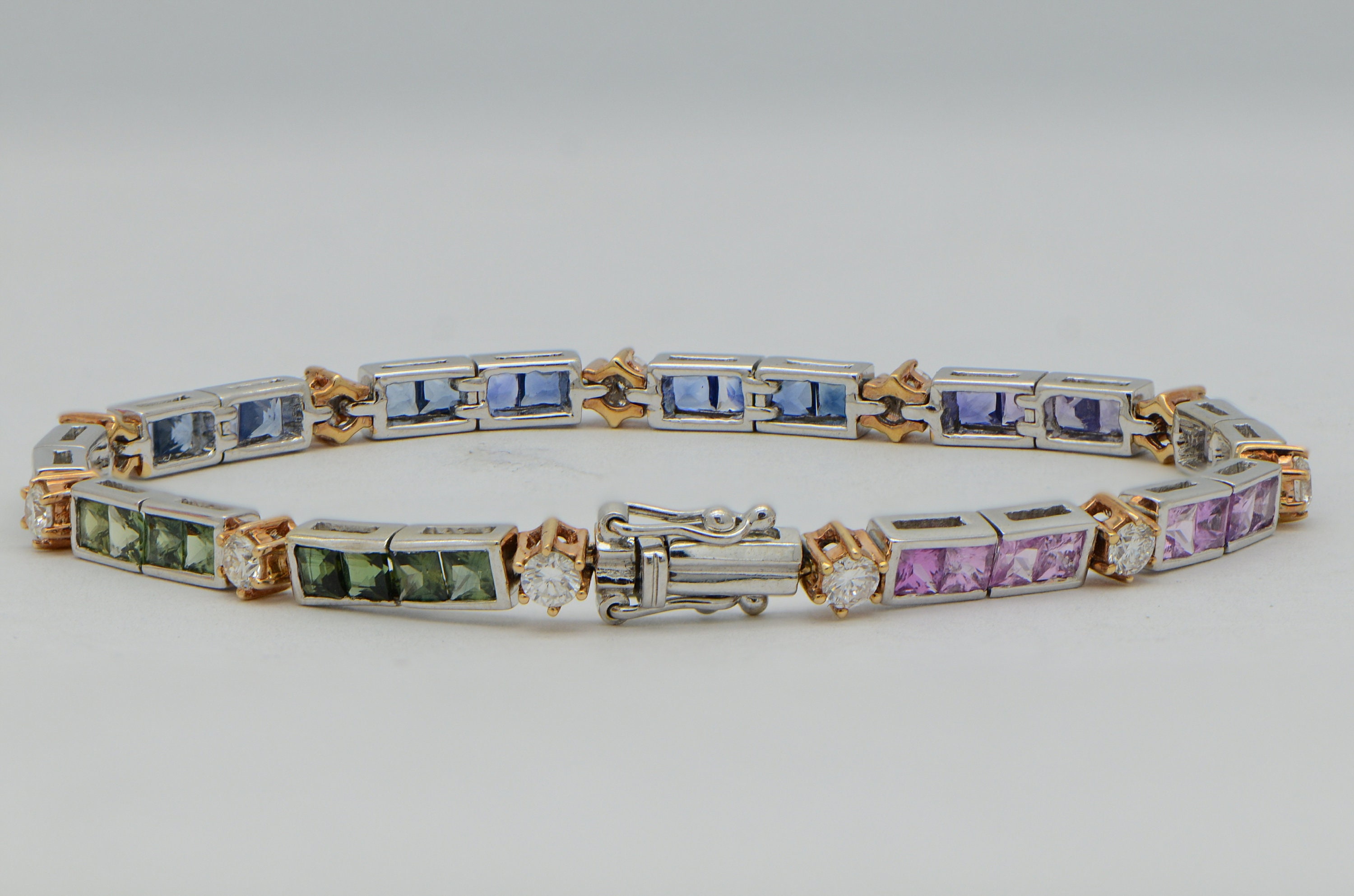 Rainbow Sapphire Tennis Bracelet With Diamonds Multicolored Sapphire in ...