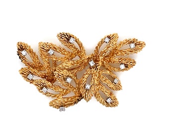 Unique vintage Diamond and 14K Yellow Gold Brooch - Last Chance Clearance