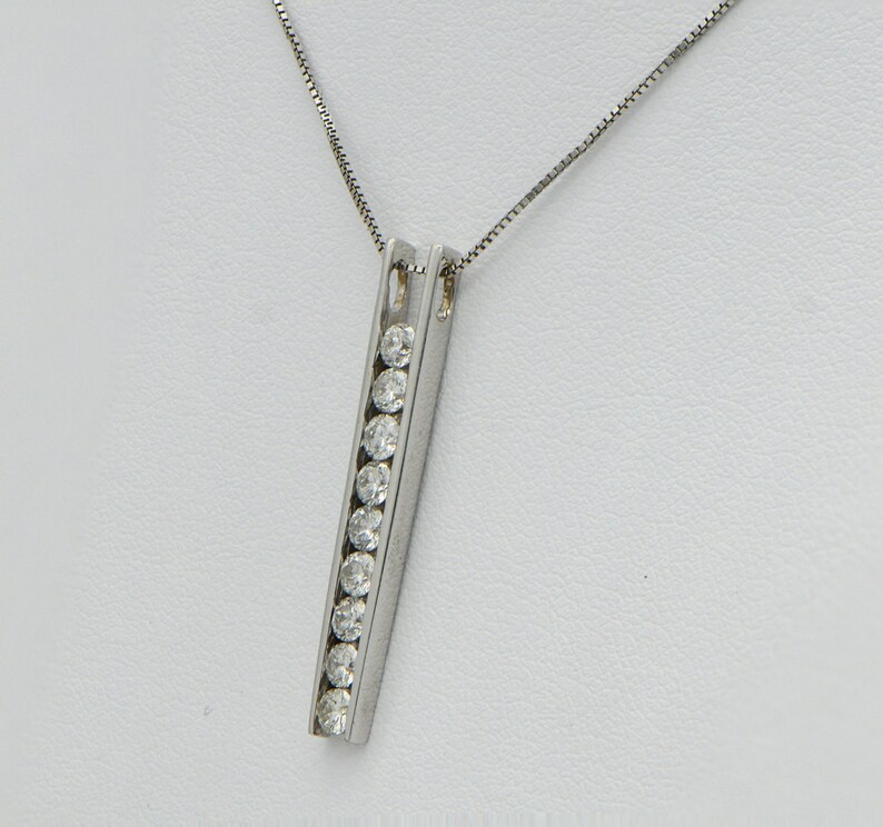 Diamond And White Gold Ladder Pendant With Chain - Diamond Ladder Pendant Necklace Diamond And White Gold Ladder Pendant With Chain - Diamond Ladder Pendant Necklace