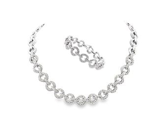 8.44CT Neck & Bracelet Diamond Set in 18K White Gold