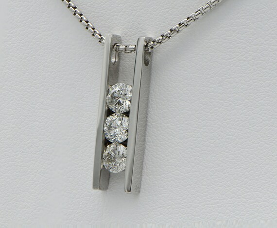 Diamond And White Gold Three Ladder Pendant With Chain Made - Diamond Ladder Pendant Necklace Diamond And White Gold Three Ladder Pendant With Chain Made - Diamond Ladder Pendant Necklace