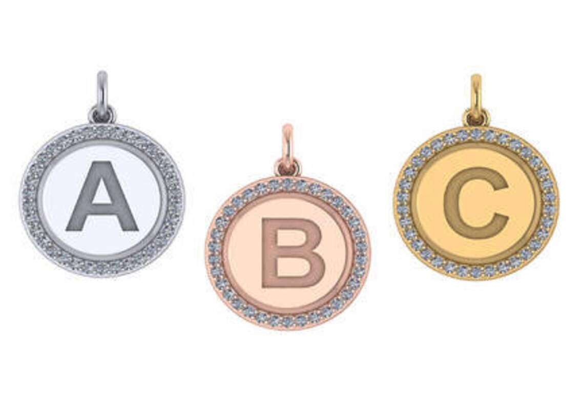 Custom Diamond Initial Pendant Gold and Diamond Personalized Etsy