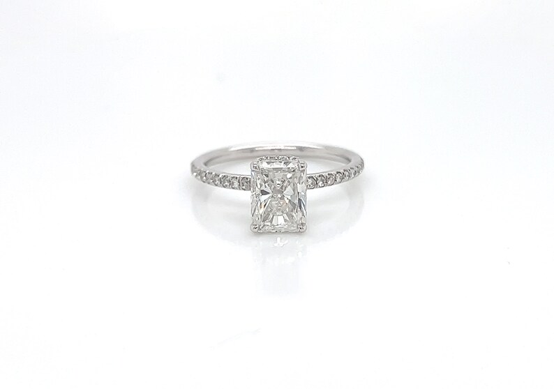 2.13 Total Carat Radiant Diamond Pave-Set Engagement Ring G SI1, GAI image 1