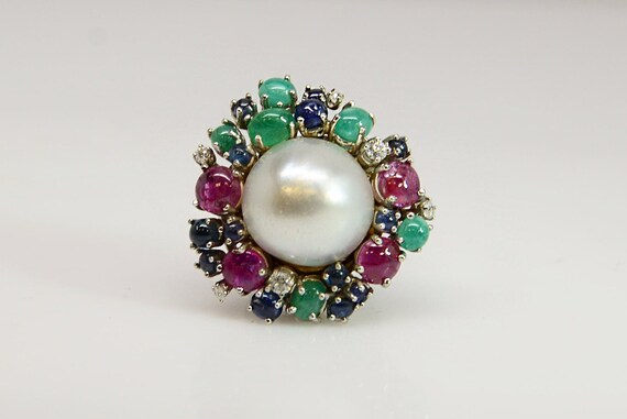 Unique Multistone Ring - Emerald, Ruby, Sapphire,… - image 1