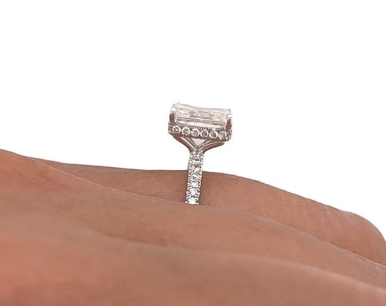 2.13 Total Carat Radiant Diamond Pave-Set Engagement Ring G SI1, GAI image 6