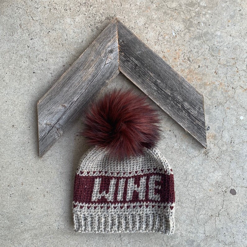 LUXURY LINE Fall Hat Fall Beanie Pom Pom Hat Beanie Wine Wine Hat