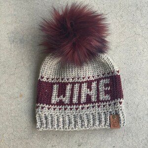 LUXURY LINE Fall Hat Fall Beanie Pom Pom Hat Beanie Wine Wine Hat