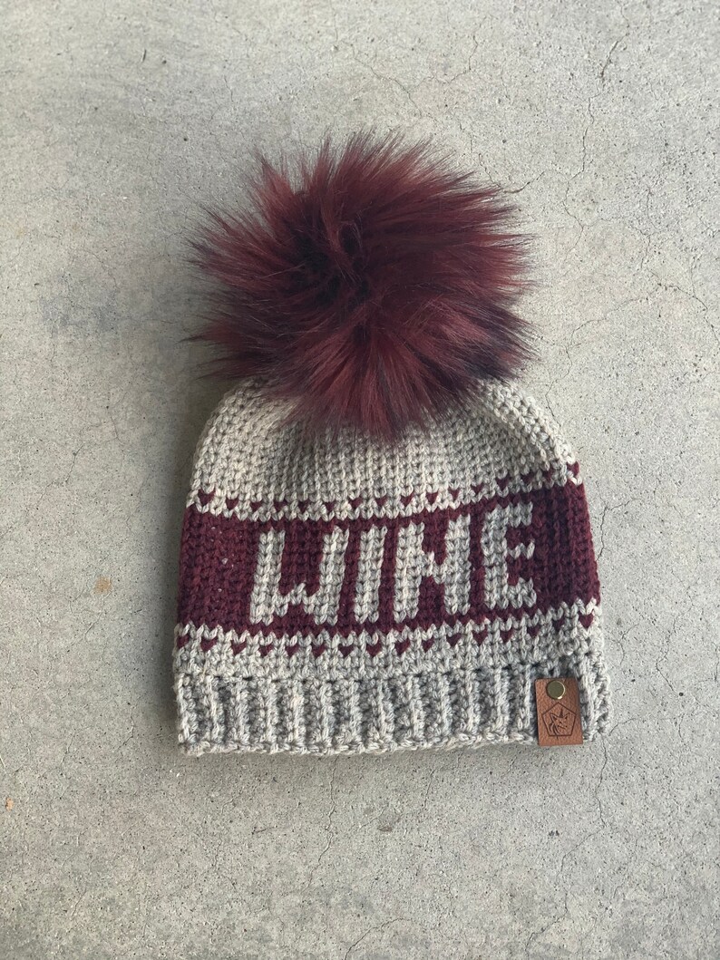 LUXURY LINE Fall Hat Fall Beanie Pom Pom Hat Beanie Wine Wine Hat