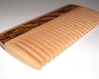 Wooden Comb, Handmade, Men Comb, Women Comb, Natural Hair Care,Hard Maple Bocote inlay, Convenient Size, Comfort Feel, Safe Natural Finish