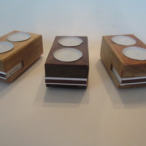 Wooden Tea LIght Candle holder Handmade Double T Light Holder