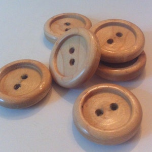 Buttons Handmade wooden , Maple wood, 1" (25mm)  diameter